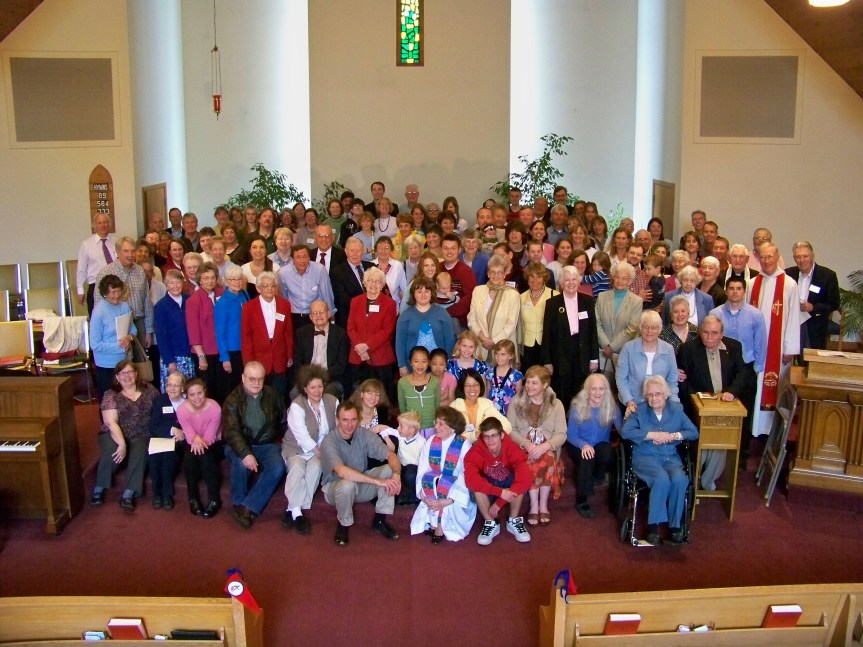 Members of the Cape Elizabeth United Methodist Church following the 150th anniversary service in May, 2009